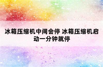 冰箱压缩机中间会停 冰箱压缩机启动一分钟就停